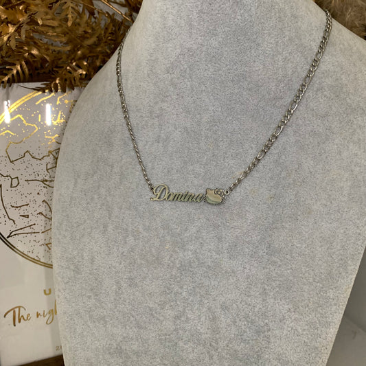 Figaro Chain Kitty Name Necklace